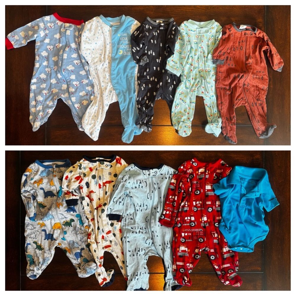 0-3 months One Piece Footies - 10 Pieces